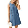 imageSimplee Womens Denim Dress Summer Sleeveless Casual Mini Dresses Crewneck Western Jean Dress with PocketsDenim Blue