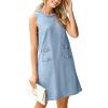 imageSimplee Womens Denim Dress Summer Sleeveless Casual Mini Dresses Crewneck Western Jean Dress with PocketsLight Denim Blue