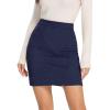 imageSimplee Womens High Waist Faux Suede Mini Bodycon SkirtNavy Blue