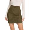 imageSimplee Womens High Waist Faux Suede Mini Bodycon SkirtOliver Green