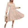 imageSimplee Womens Long Sleeve Maxi Dress Casual Square Neck Smocked Flowy Fall Wedding Guest DressesSolid5