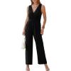 imageSimplee Womens Sleeveless Wide Leg Jumpsuits Dressy Casual V Neck Wrap Formal Jumpsuits Summer Outfits 2024 One Piece Romper