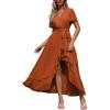 imageSimplee Womens Solid Chiffon Wrap Formal Maxi Ruffle Split Dress Flowy Bridesmaid Wedding Party Evening Dress with BeltRuffleorange