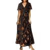 imageSimplee Womens V Neck Velvet Maxi Dress Short Sleeve Empire Waist Long Formal Dress for Wedding Guest4brown Floral