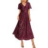 imageSimplee Womens V Neck Velvet Maxi Dress Short Sleeve Empire Waist Long Formal Dress for Wedding Guest4burgundy Floral