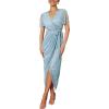 imageSimplee Womens V Neck Wrap Short Sleeve Cocktail Dress Sparkly Glitter Sexy High Low Midi Bodycon DressGrey Blue