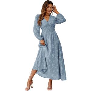 imageSimplee Womens Boho Floral Maxi Dress Flowy Casual V Neck Short Sleeve Wedding Guest Holiday Beach Long Dress1blue
