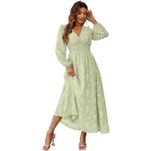 imageSimplee Womens Boho Floral Maxi Dress Flowy Casual V Neck Short Sleeve Wedding Guest Holiday Beach Long Dress1sage Green
