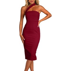 imageSimplee Womens Fall Wedding Guest Maxi Dress Boho Flowy V Neck Short Sleeve Semi Formal Sparkly Bridesmaid DressAwine Red