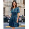 imageSimplee Womens 2025 Velvet Short Sleeve Cocktail Dress Fall Winter Casual V Neck Empire Waist Mini Dresses with Pockets2burnout Dark Blue