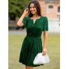 imageSimplee Womens 2025 Velvet Short Sleeve Cocktail Dress Fall Winter Casual V Neck Empire Waist Mini Dresses with Pockets2burnout Dark Green