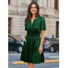 imageSimplee Womens 2025 Velvet Short Sleeve Cocktail Dress Fall Winter Casual V Neck Empire Waist Mini Dresses with Pockets2burnout Dark Green