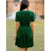 imageSimplee Womens 2025 Velvet Short Sleeve Cocktail Dress Fall Winter Casual V Neck Empire Waist Mini Dresses with Pockets2burnout Dark Green