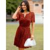 imageSimplee Womens 2025 Velvet Short Sleeve Cocktail Dress Fall Winter Casual V Neck Empire Waist Mini Dresses with Pockets2burnout Tangerine