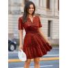 imageSimplee Womens 2025 Velvet Short Sleeve Cocktail Dress Fall Winter Casual V Neck Empire Waist Mini Dresses with Pockets2burnout Tangerine
