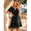 imageSimplee Womens 2025 Velvet Short Sleeve Cocktail Dress Fall Winter Casual V Neck Empire Waist Mini Dresses with Pockets3burnout Black