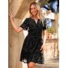 imageSimplee Womens 2025 Velvet Short Sleeve Cocktail Dress Fall Winter Casual V Neck Empire Waist Mini Dresses with Pockets3burnout Black