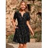imageSimplee Womens 2025 Velvet Short Sleeve Cocktail Dress Fall Winter Casual V Neck Empire Waist Mini Dresses with Pockets3burnout Black