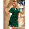 imageSimplee Womens 2025 Velvet Short Sleeve Cocktail Dress Fall Winter Casual V Neck Empire Waist Mini Dresses with Pockets3burnout Dark Green