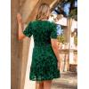 imageSimplee Womens 2025 Velvet Short Sleeve Cocktail Dress Fall Winter Casual V Neck Empire Waist Mini Dresses with Pockets3burnout Dark Green