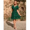 imageSimplee Womens 2025 Velvet Short Sleeve Cocktail Dress Fall Winter Casual V Neck Empire Waist Mini Dresses with Pockets3burnout Dark Green