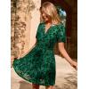 imageSimplee Womens 2025 Velvet Short Sleeve Cocktail Dress Fall Winter Casual V Neck Empire Waist Mini Dresses with Pockets3burnout Dark Green