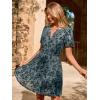 imageSimplee Womens 2025 Velvet Short Sleeve Cocktail Dress Fall Winter Casual V Neck Empire Waist Mini Dresses with Pockets3burnout Dusty Blue