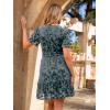 imageSimplee Womens 2025 Velvet Short Sleeve Cocktail Dress Fall Winter Casual V Neck Empire Waist Mini Dresses with Pockets3burnout Dusty Blue