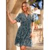 imageSimplee Womens 2025 Velvet Short Sleeve Cocktail Dress Fall Winter Casual V Neck Empire Waist Mini Dresses with Pockets3burnout Dusty Blue