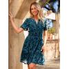 imageSimplee Womens 2025 Velvet Short Sleeve Cocktail Dress Fall Winter Casual V Neck Empire Waist Mini Dresses with Pockets3burnout Grayish Blue
