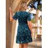 imageSimplee Womens 2025 Velvet Short Sleeve Cocktail Dress Fall Winter Casual V Neck Empire Waist Mini Dresses with Pockets3burnout Grayish Blue