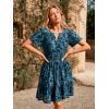 imageSimplee Womens 2025 Velvet Short Sleeve Cocktail Dress Fall Winter Casual V Neck Empire Waist Mini Dresses with Pockets3burnout Grayish Blue
