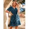 imageSimplee Womens 2025 Velvet Short Sleeve Cocktail Dress Fall Winter Casual V Neck Empire Waist Mini Dresses with Pockets3burnout Grayish Blue