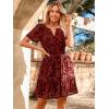 imageSimplee Womens 2025 Velvet Short Sleeve Cocktail Dress Fall Winter Casual V Neck Empire Waist Mini Dresses with Pockets3burnout Red
