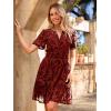 imageSimplee Womens 2025 Velvet Short Sleeve Cocktail Dress Fall Winter Casual V Neck Empire Waist Mini Dresses with Pockets3burnout Red