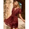 imageSimplee Womens 2025 Velvet Short Sleeve Cocktail Dress Fall Winter Casual V Neck Empire Waist Mini Dresses with Pockets3burnout Red