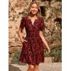 imageSimplee Womens 2025 Velvet Short Sleeve Cocktail Dress Fall Winter Casual V Neck Empire Waist Mini Dresses with Pockets3burnout Red