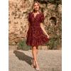 imageSimplee Womens 2025 Velvet Short Sleeve Cocktail Dress Fall Winter Casual V Neck Empire Waist Mini Dresses with Pockets3burnout Red