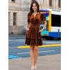 imageSimplee Womens 2025 Velvet Short Sleeve Cocktail Dress Fall Winter Casual V Neck Empire Waist Mini Dresses with PocketsBurnt Orange