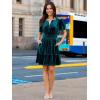 imageSimplee Womens 2025 Velvet Short Sleeve Cocktail Dress Fall Winter Casual V Neck Empire Waist Mini Dresses with PocketsTeal Blue