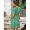 imageSimplee Womens Floral Short Summer Dress  Empire Waist A Line Flutter Sleeve V Neck Boho Mini Dresses with PocketsFloralgreen