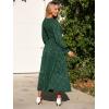 imageSimplee Womens Long Sleeve Smocked Maxi Dress Tiered V Neck Flowy Fall Wedding Guest Long Dresses with PocketsDark Green