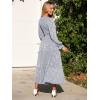 imageSimplee Womens Long Sleeve Smocked Maxi Dress Tiered V Neck Flowy Fall Wedding Guest Long Dresses with PocketsLight Blue