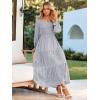 imageSimplee Womens Long Sleeve Smocked Maxi Dress Tiered V Neck Flowy Fall Wedding Guest Long Dresses with PocketsLight Blue