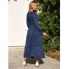 imageSimplee Womens Long Sleeve Smocked Maxi Dress Tiered V Neck Flowy Fall Wedding Guest Long Dresses with PocketsNavy Blue