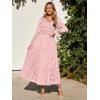 imageSimplee Womens Long Sleeve Smocked Maxi Dress Tiered V Neck Flowy Fall Wedding Guest Long Dresses with PocketsPink