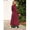 imageSimplee Womens Long Sleeve Smocked Maxi Dress Tiered V Neck Flowy Fall Wedding Guest Long Dresses with PocketsWine Red