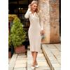 imageSimplee Womens Long Sleeve Sweater Midi Dress V Neck Casual Slim Fit Bodycon Knit Ribbed Slit Long Dress for Fall WinterApricot