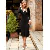 imageSimplee Womens Long Sleeve Sweater Midi Dress V Neck Casual Slim Fit Bodycon Knit Ribbed Slit Long Dress for Fall WinterBlack
