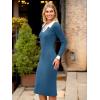 imageSimplee Womens Long Sleeve Sweater Midi Dress V Neck Casual Slim Fit Bodycon Knit Ribbed Slit Long Dress for Fall WinterBlue